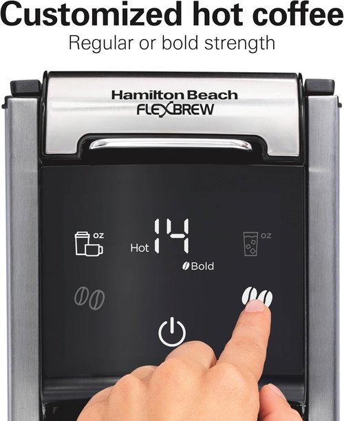 Hamilton Beach FlexBrew Coffee Maker - 4-in-1 Single Serve for Hot & Iced Coffee, 45 oz Reservoir, Black