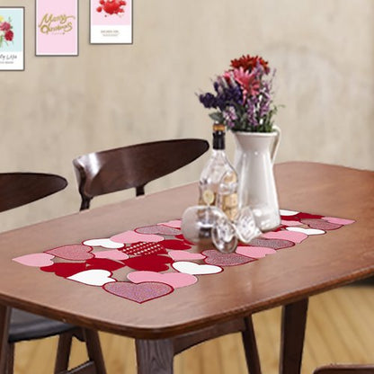 OWENIE Valentine‘s Day Table Runners, 13 x 36 Inch Valentines Table Centerpieces, Embroidered Love Heart Red Table Decorations, Mother's Day or Wedding Table Decor , Washable