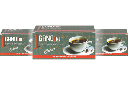 1 Box GanoOne Classic Coffee - Reishi Mushroom Instant Coffee - with Organic Ganoderma Extract - Easy to Use 30 Single-Serve Sachets