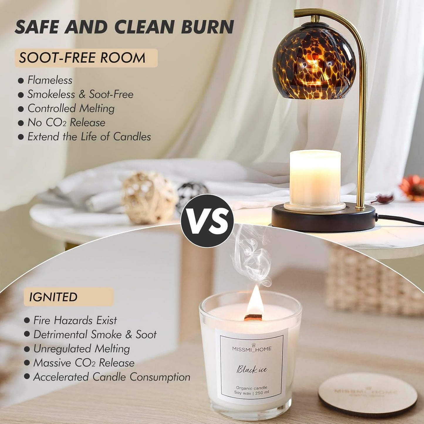 Skiennix Candle Warmer Lamp - Dimmable Scented Wax Melt Warmer with Timer | Perfect Christmas & Birthday Gift for Mom