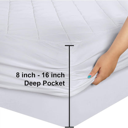 Utopia Bedding Twin Size Quilted Fitted Mattress Pad - Deep Pocket Protector, Machine Washable (White)
