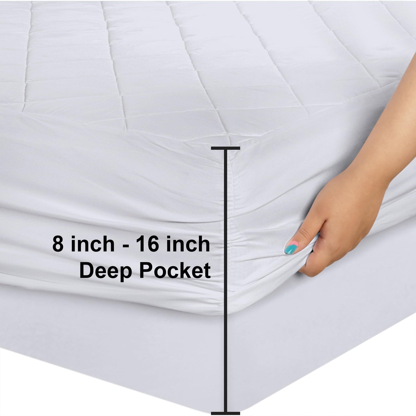 Utopia Bedding 2 Pack Quilted Fitted Mattress Pad, Twin Size, Elastic Fitted Mattress Topper Protector and Cover with Deep Pocket Stretches up to 16 Inches, Machine Washable (White)