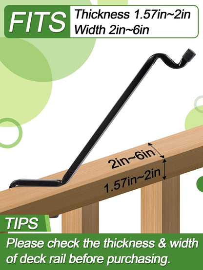Biubee Deck Bird Feeder Hanger - 4 Pack Extended Angled Metal Plant Hangers for 2" x 4" & 2" x 6" Rails