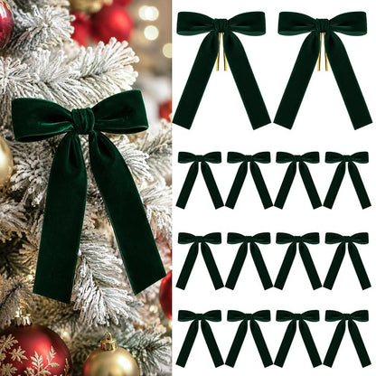 1'' Dark Green Velvet Bows, 24 Pcs for Christmas Tree Decoration - KINGLAKE Variation: Dark Green+1 Inch