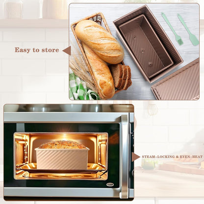 Pullman | 3 Pack Non-Stick Loaf Pan Set with Lids - 2.2 lb, 1 lb & 0.8 lb Dough Capacity