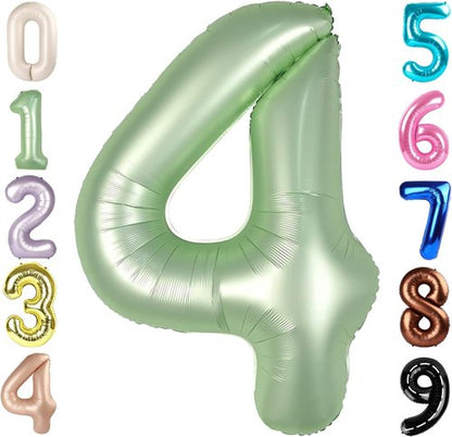 40 Inch Olive Green Number Balloons - Large 4 for Birthday Parties & Graduations | Festive Decorations