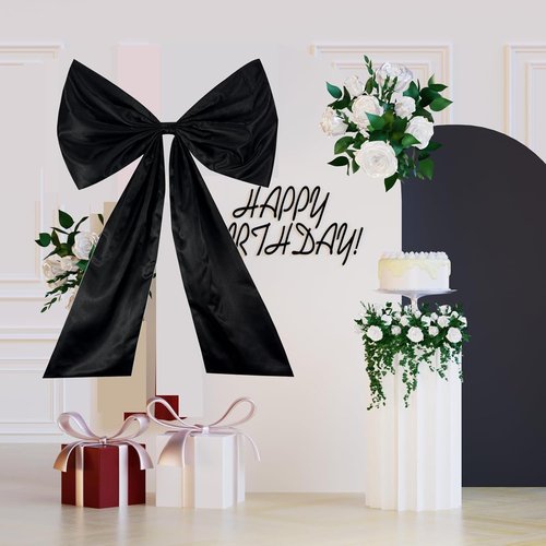 Giant Large Satin Ribbon Bow - 25x40 Inch Big Bow for Wedding, Birthday, and Christmas Decor | Black