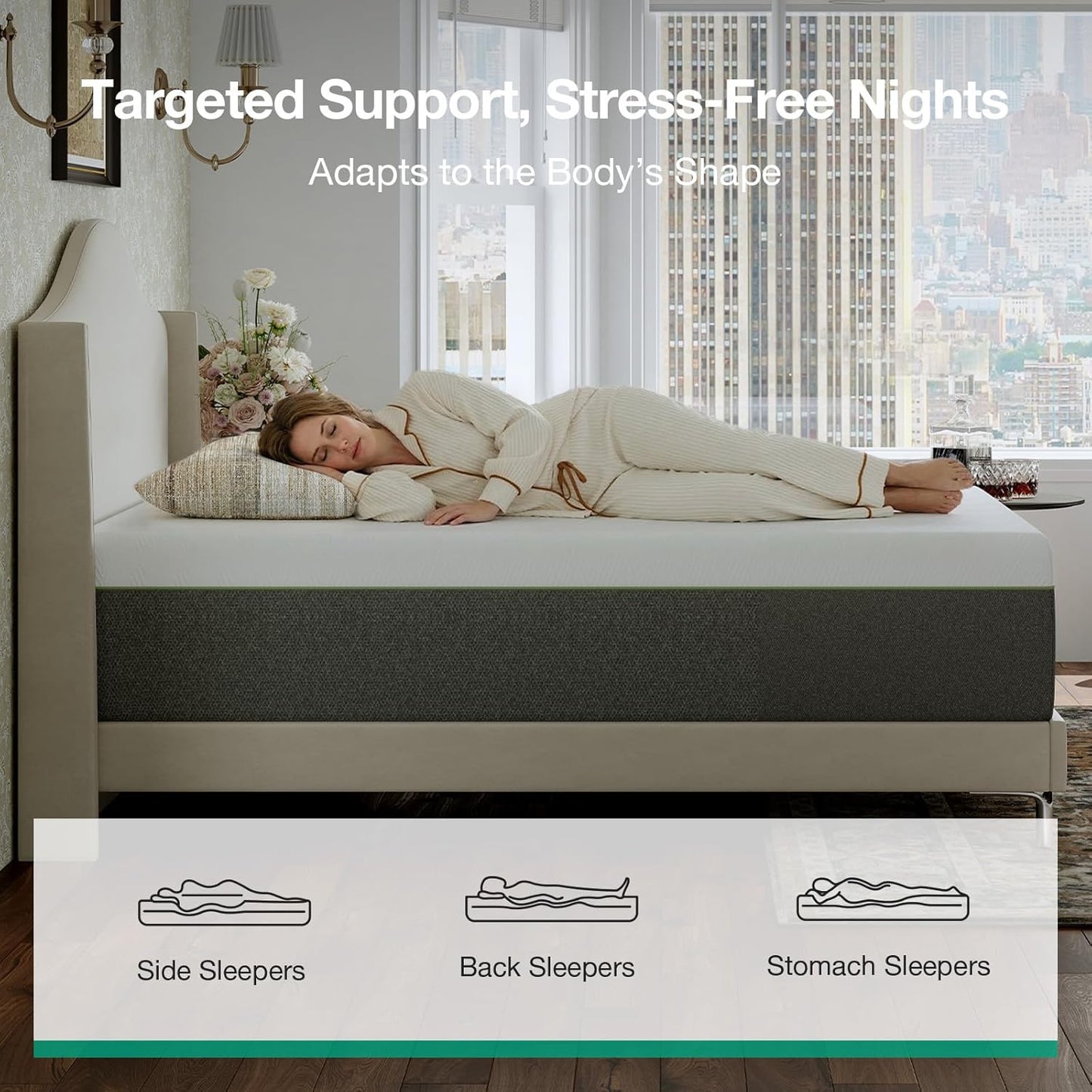 Novilla Bliss Queen Size Memory Foam Mattress - 10 Inch Cool-Touch Cover for Refreshing Sleep & Pain Relief