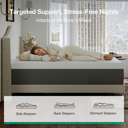 Novilla Bliss Green Tea Memory Foam Twin XL Mattress, 10 Inch XL Twin Mattress for Kids for Refreshing Sleep with Cool-Touch Nylon Cover, Zone Support & Pain Relief with CertiPUR-US Certified Foams