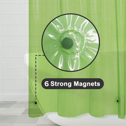 Barossa Design Clear Green Shower Curtain Liner - PEVA Heavy Duty Shower Liner with 6 Magnets and Metal Grommets, 72" x 72" Waterproof Bathroom Curtains - Clear Green