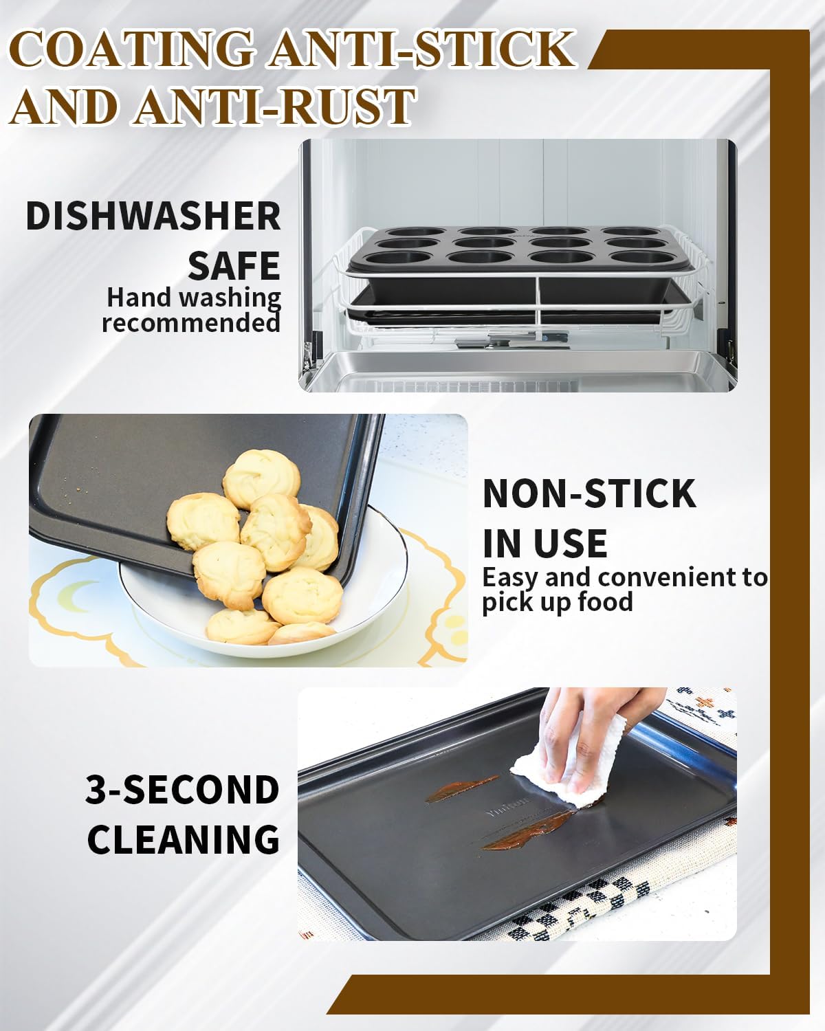 Skiennix Nonstick Baking Pans Set - 19 PCS Stackable Bakeware with Cookie Sheet, Cake Pans & Muffin Pan