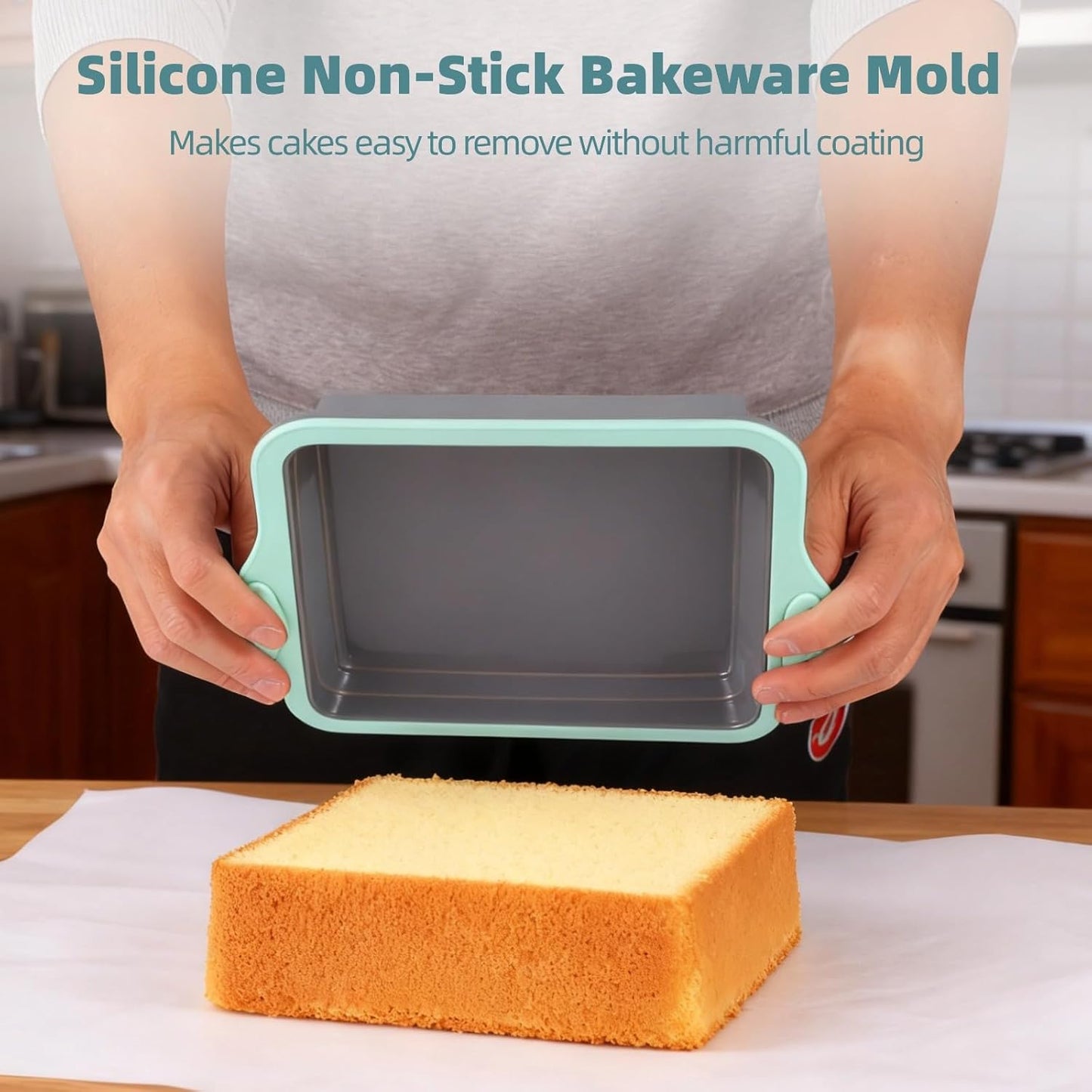 Skiennix Silicone Baking Pan Set - 4PCS Nonstick Kitchen Bakeware with Grip Handles & Metal Frame
