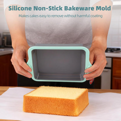Skiennix Silicone Baking Pan Set - 4PCS Nonstick Kitchen Bakeware with Grip Handles & Metal Frame