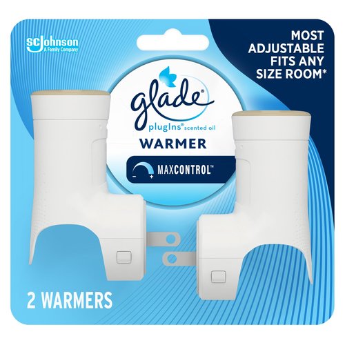 Glade PlugIns Air Freshener Warmer, Scented and Essential Oils for Home and Bathroom, Up to 70 Days on Low Setting, 2 Count