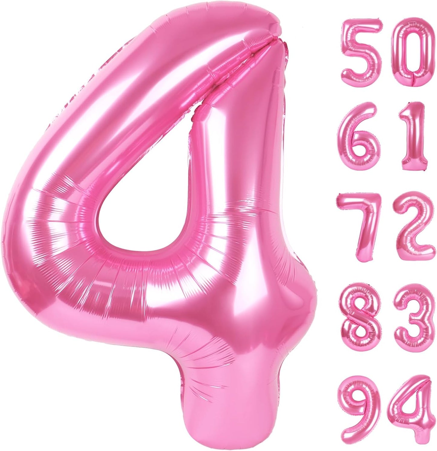 Regine Switzerland Number 4 Balloon - 40 Inch Pink Birthday Decoration for Girls' 4th Party