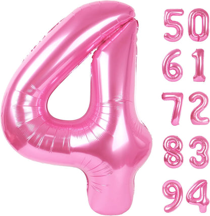 Regine Switzerland Number 4 Balloon - 40 Inch Pink Birthday Decoration for Girls' 4th Party