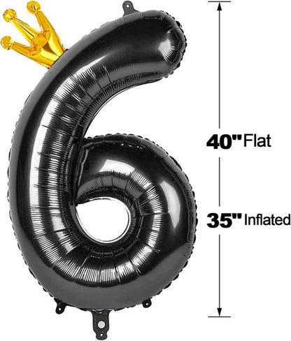 Black 40-Inch Number 6 Balloon - Perfect for Wednesday Birthday Party Decorations | Black Party Supplies
