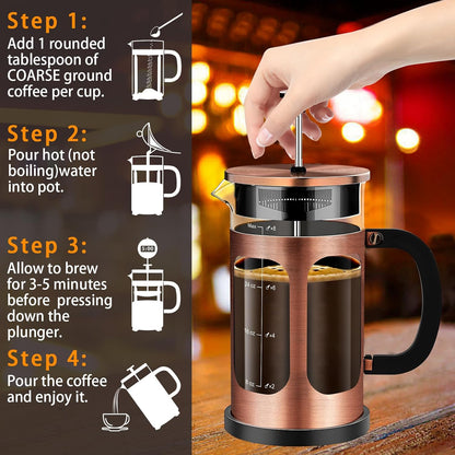 Skiennix French Press Coffee Maker - 34oz Borosilicate Glass with 4 Filters | Ideal for Cold Brew & Tea Gifts