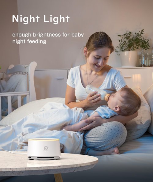 Dreamegg D1 Sound Machine Baby - White Noise Machine for Baby with Night Light, 24 High Fidelity Sounds, Timer & Memory Feature, Noise Machine with Nursery Lamps for Adults, Home, Office (White)