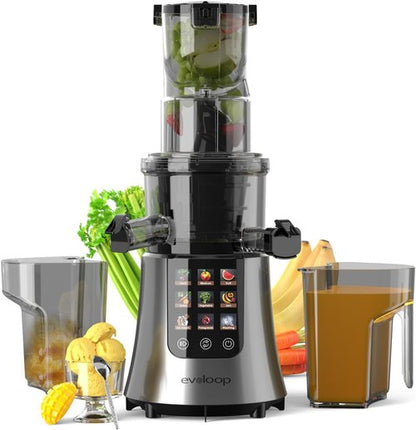 Cold Press Juicer Machines - 2-in-1 Masticating Juicer for Juice & Ice Cream | 200W Touchscreen, 3.2” Feed Chute