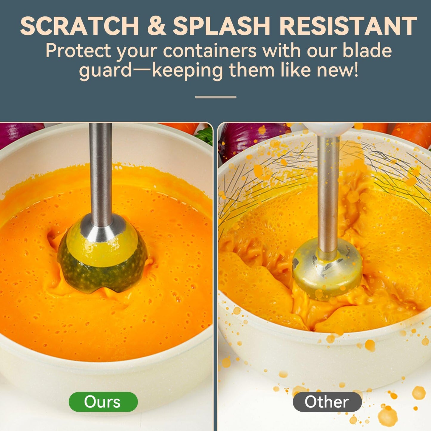 LINKChef 7 in 1 Immersion Blender Handheld, 800W Hand Blender Set, Scratch Resistant with 2 Titanium Steel Blades, 20 Speed and Turbo Mode, Includes Whisk, Milk Frother, Food Processor & Beaker