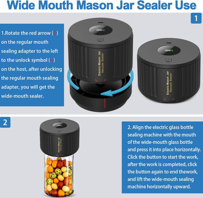 Skiennix Electric Mason Jar Vacuum Sealer Kit - Black & Green for Fresh Food Storage