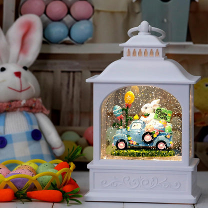 Regine Switzerland Easter Snow Globe - Glitter Bunny Spring Decor | 6-Hour Timer, 6-Inch Size