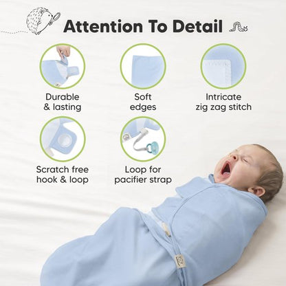 3-Pack Organic Baby Swaddle Sleep Sacks - Swaddles for Newborns, Infant 3-6 Months, Baby Girls, Boys, Soft & Snug Newborn Sleep Sack, Nursery Swaddling Blankets (ABC Land Cloud, Large)