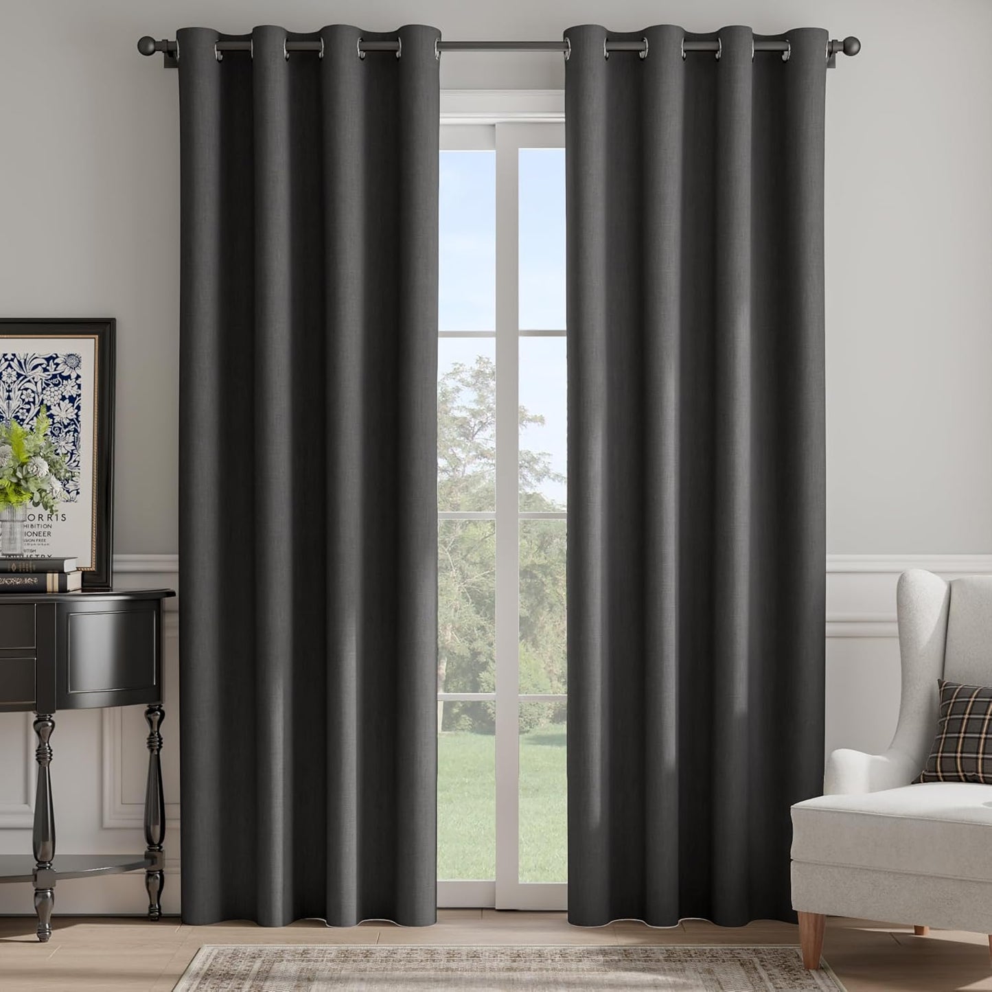 NICETOWN Room Darkening Curtains - Grey Drapery Panels, 2 Pack | 52" x 84" Size