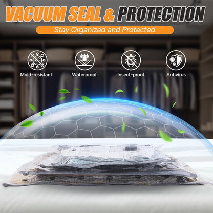 Skiennix Travel Vacuum Storage Bags - 9 Pack Compression Packing Bags with Portable Electric Pump | 80% Space Saver for Luggage