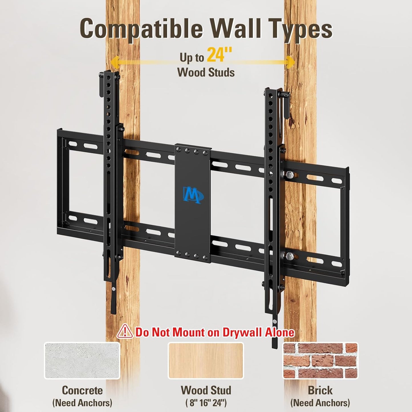 Mounting Dream Tilt TV Wall Mount - Fits 42-70 Inch TVs | Tilts Up to 20° | VESA 200x100 to 600x400mm | 132 lbs Capacity