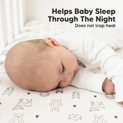 KeaBabies Organic Crib Sheets - 2-Pack Neutral Jersey Cotton Fitted Sheets for Boys & Girls | Soft Woodland Prints 52x28