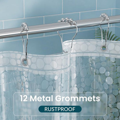 Titanker Clear Shower Curtain Liner with Pebble Pattern, Medium Weight Plastic Shower Liner PEVA Waterproof Shower Curtains for Bathroom with Big Stones and Grommets, 72x72 Inches