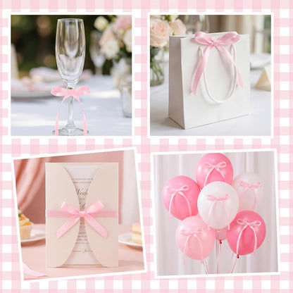Skiennix 30 Pack Bow Cake Toppers - Pink Ribbons for Coquette Themed Celebrations | Perfect for Birthdays, Baby Showers, Weddings & More