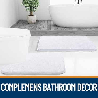 OLANLY Bathroom Rugs 32x20, Extra Soft Absorbent Chenille Bath Rugs, Rubber Backing Quick Dry, Machine Washable Bath Mats for Bathroom Floor, Tub and Shower, Home Decor Accessories, White