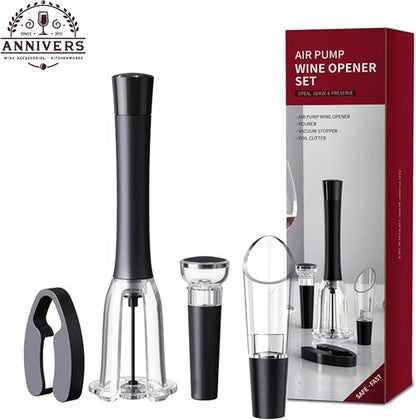 Air Pressure Wine Bottle Opener Set Pump Wine Opener Kit, Vacuum Stopper, Aerator Pourer, Foil Cutter, Safe & Easy Cork Remover Keep Cork Intact for Gift, Ouvre Bouteille de Vin