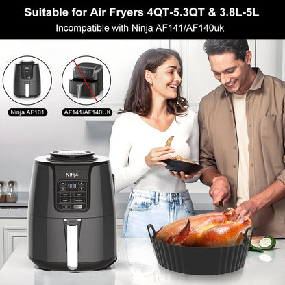 Ninja Silicone Air Fryer Liners - Reusable Food Grade Accessories for 4-5.3QT | 3-Pack Set