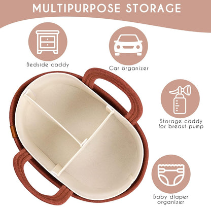 PeraBella Baby Diaper Caddy Organizer - Portable Cotton Rope Storage for Nursery & Travel | Ideal for Boys & Girls