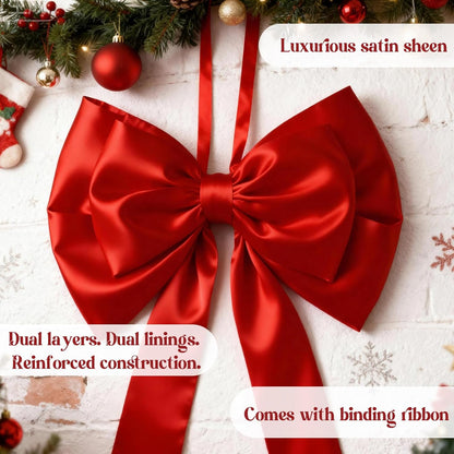 Skiennix Christmas Tree Topper Bow - Giant Red Satin Bow for Holiday Decor | 75x19 Inch Size