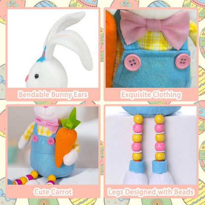 Skiennix Easter Bunny Plush Decorations - Cute Stuffed Rabbit for Easter Basket Stuffers | 2-Pack