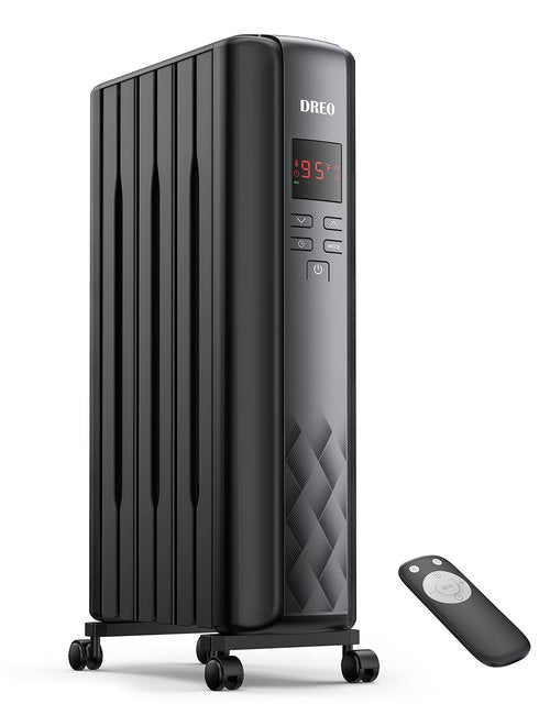 DREO Oil Filled Radiator Heater, Electric Radiant Heater with Remote Control, 4 Modes, Overheat & Tip-Over Protection, 24h Timer, Digital Thermostat, Quiet Space Heater for Indoor Use Large Room
