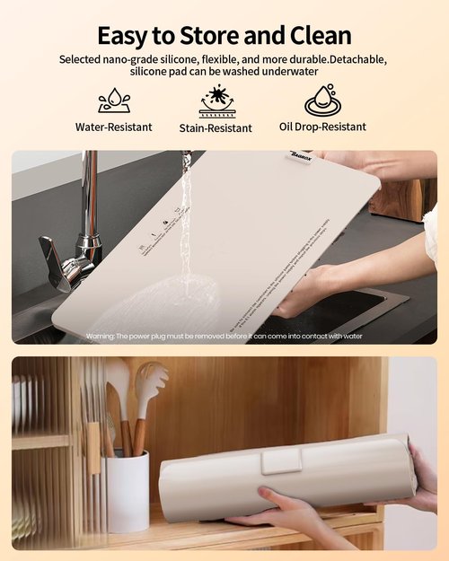 Food Warming Mat, Electric Warming Mat with Adjustable Temperature, Warming Trays for Buffets Party, Food Warmer Mat (Creamy White)