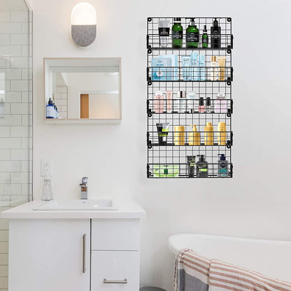 X-cosrack Spice Rack Organizer, 5-Tier Wall Spice Rack, Stackable Hanging Spice Jars Storage Racks, Great for Kitchen and Pantry, Up to Storage 48 Jars(Patent No.:D909138S)