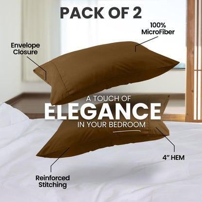 Utopia Bedding Standard Pillow Cases - 2 Pack - Envelope Closure - Soft Brushed Microfiber Fabric - Shrinkage and Fade Resistant Pillow Covers Standard Size 20 X 26 Inches (Standard, Mocha)