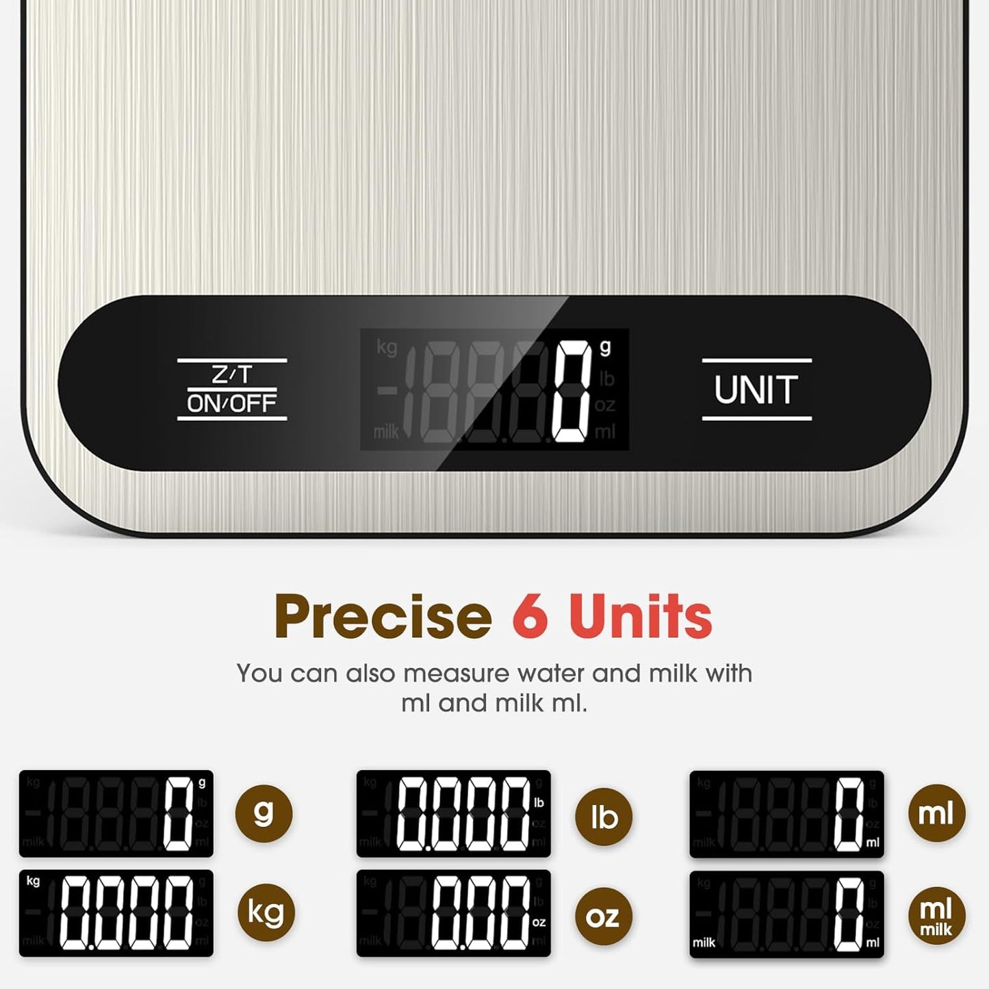 Mik-Nana Digital Kitchen Scale - 22lb Capacity with Tare Function & LCD Display | Stainless Steel for Baking & Cooking