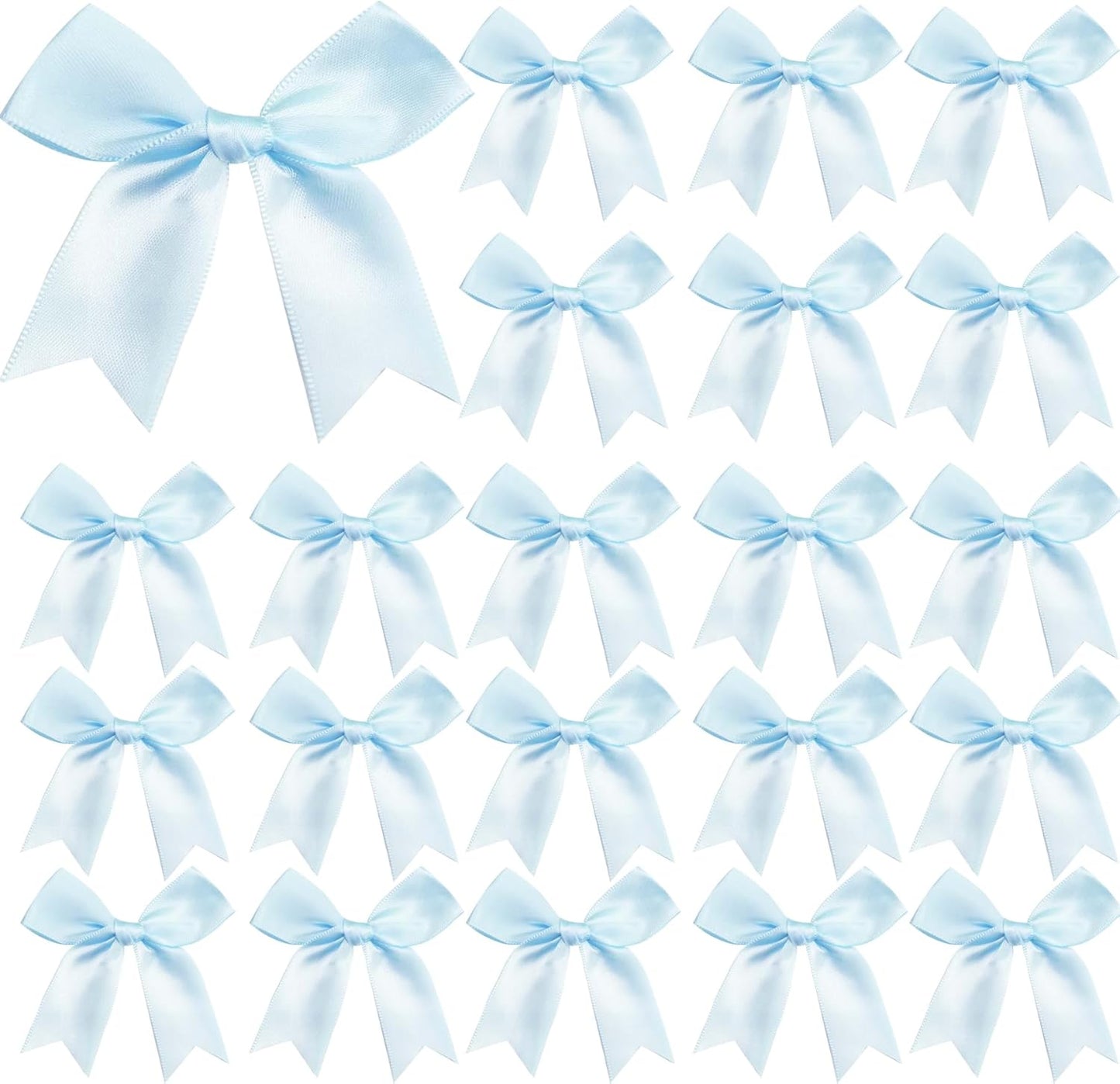 Skiennix Premium Satin Ribbon Bows - 50 Pack 3.3 Inch Gift Wrap Bows for Holiday & Party Decor | Light Blue