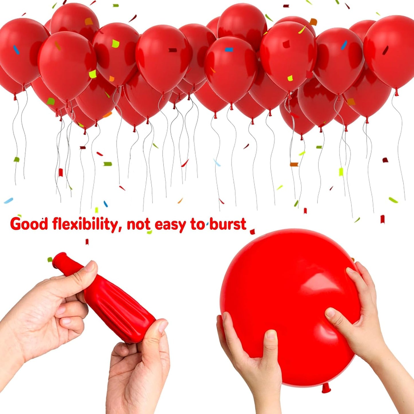 Regine Switzerland 100 Pcs Red & White Balloons - 12 Inch Thickened Latex for Celebrations