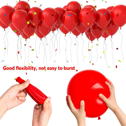 Regine Switzerland 100 Pcs Red & White Balloons - 12 Inch Thickened Latex for Celebrations