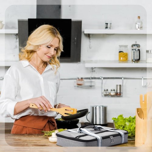FoldTier Glass Baking Dish - 9 x 13 Inch Casserole with Lid & Insulated Carrier for Hot or Cold Food
