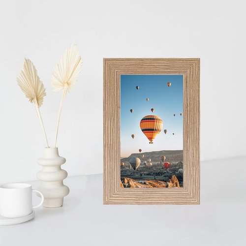 JCJMY 3x5 Picture Frame for Tabletop, 3 x 5 Photo Frame with Shatter Resistant Plexiglass, Sturdy 3 by 5 Poster Frame, Rustic Brown